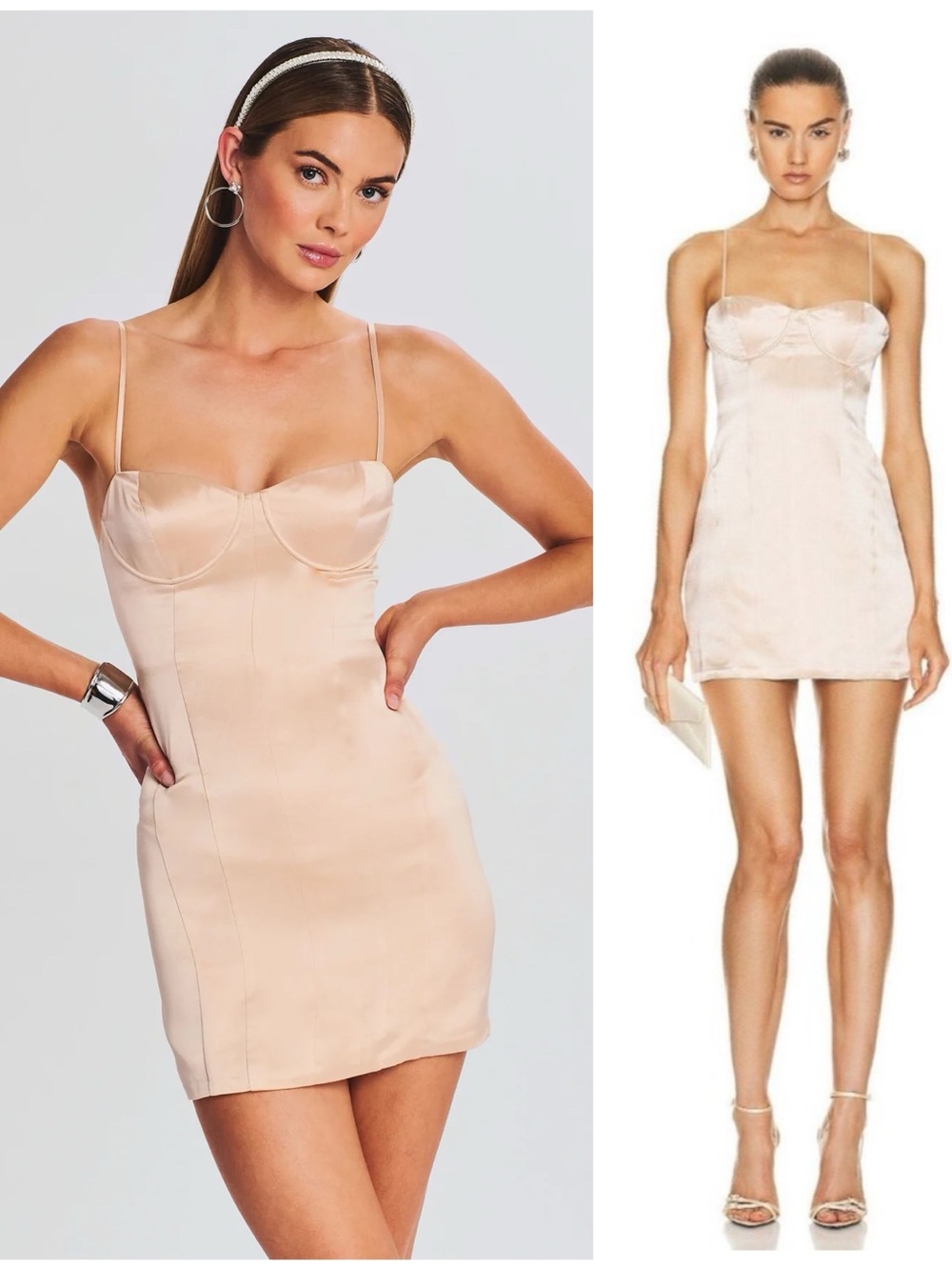 NWT Retrofete Cosmo Short Dress in Dusty Peach Large Womens Satin Mini Cocktail